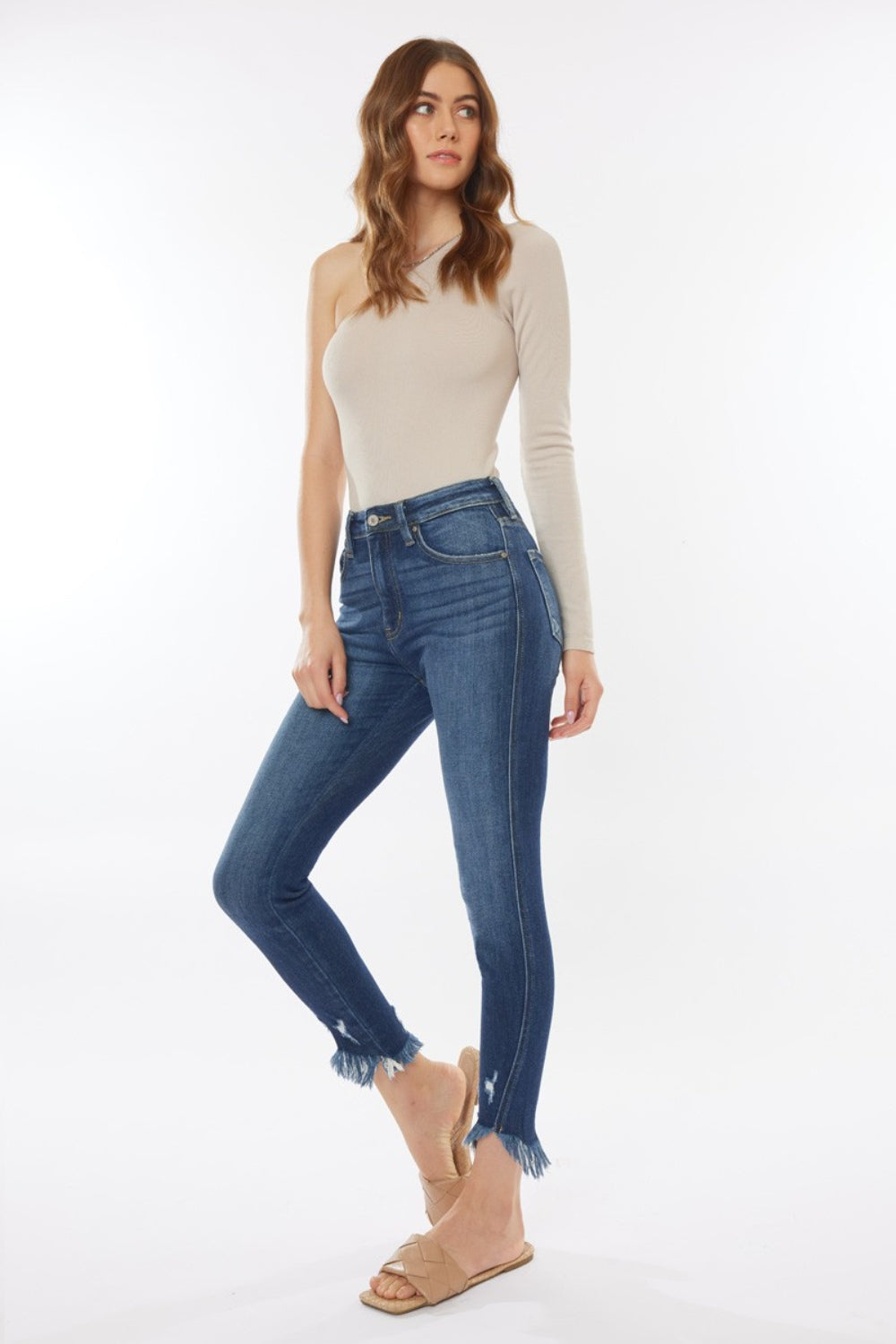 Kancan Raw Hem High Waist Cropped Jeans - AllIn Computer