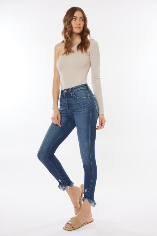 Kancan Raw Hem High Waist Cropped Jeans - AllIn Computer
