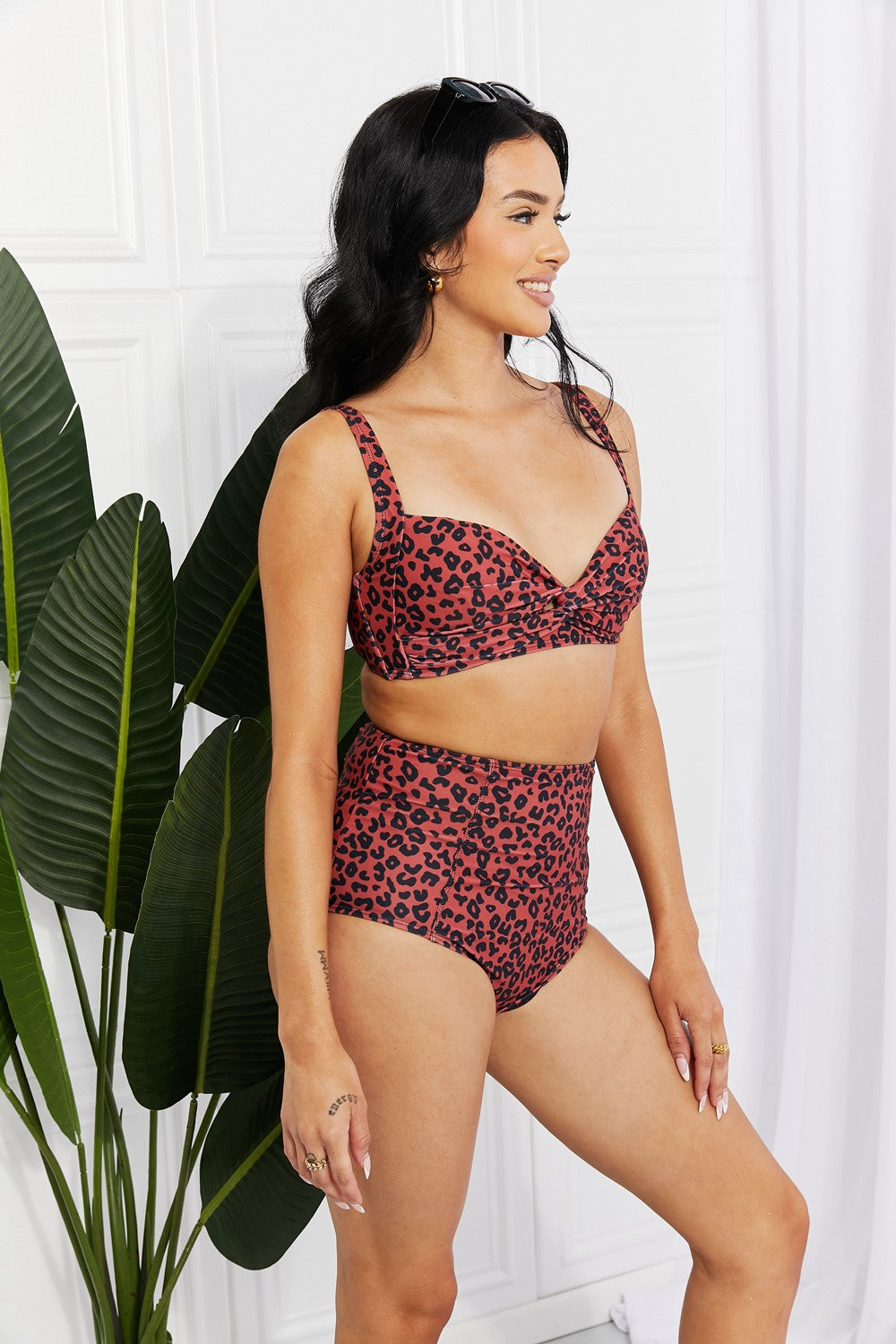 Marina West Swim Take A Dip Twist High-Rise Bikini in Ochre - AllIn Computer