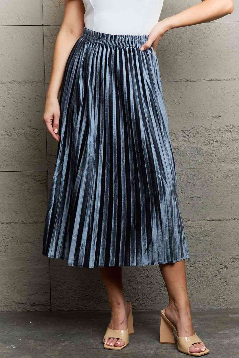 Ninexis Accordion Pleated Flowy Midi Skirt - AllIn Computer
