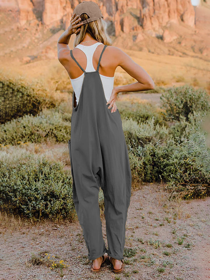 Double Take Full Size Sleeveless V-Neck Pocketed Jumpsuit - AllIn Computer