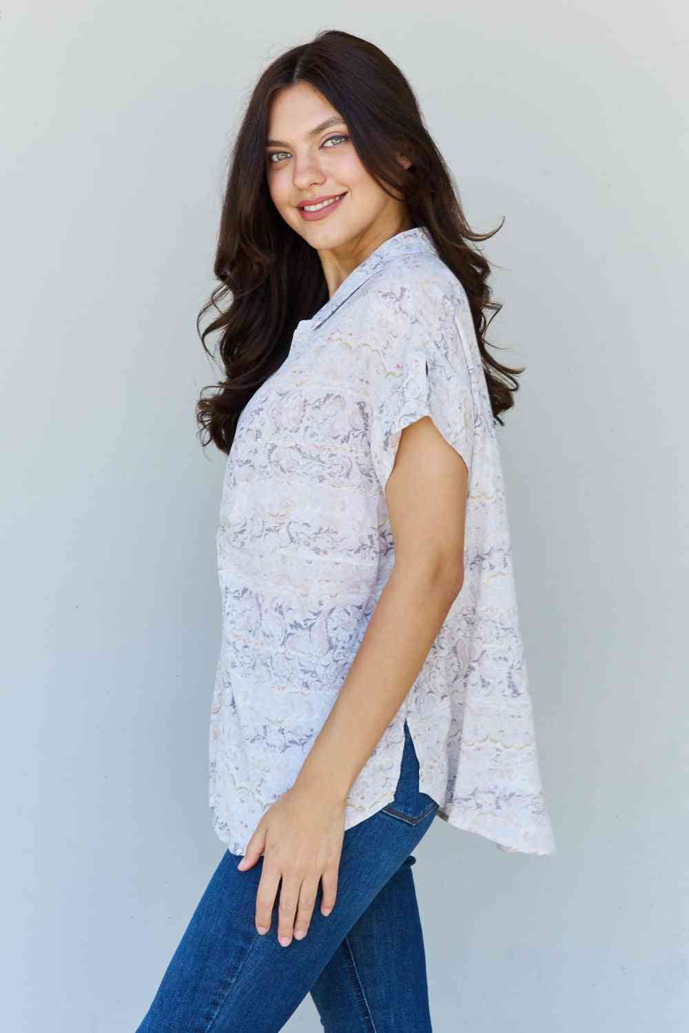 ODDI Full Size Floral Paisley Print Twist Tunic Top - AllIn Computer