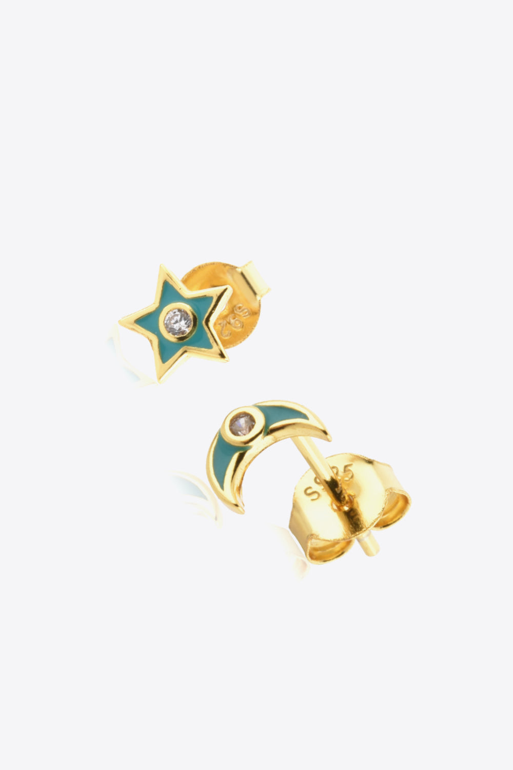 Star and Moon Zircon Mismatched Earrings - AllIn Computer