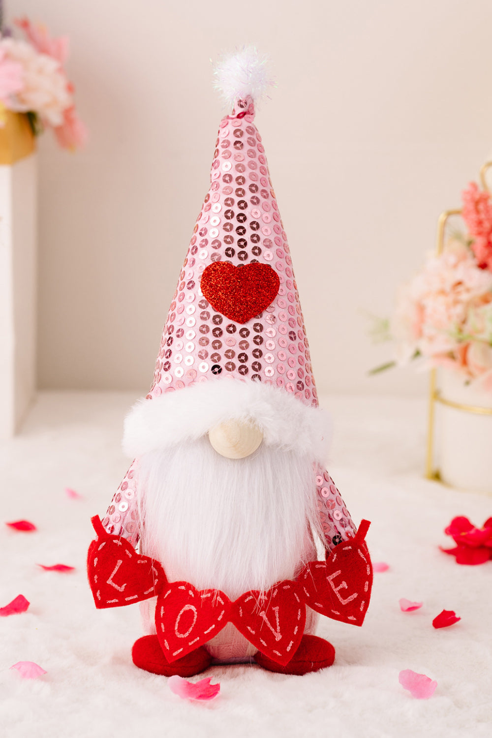 Mother's Day Sequined Heart Pointed Hat Faceless Gnome - AllIn Computer