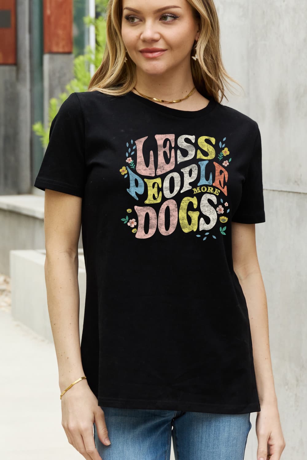 Simply Love Full Size LESS PEOPLE MORE DOGS Graphic Cotton T-Shirt - AllIn Computer