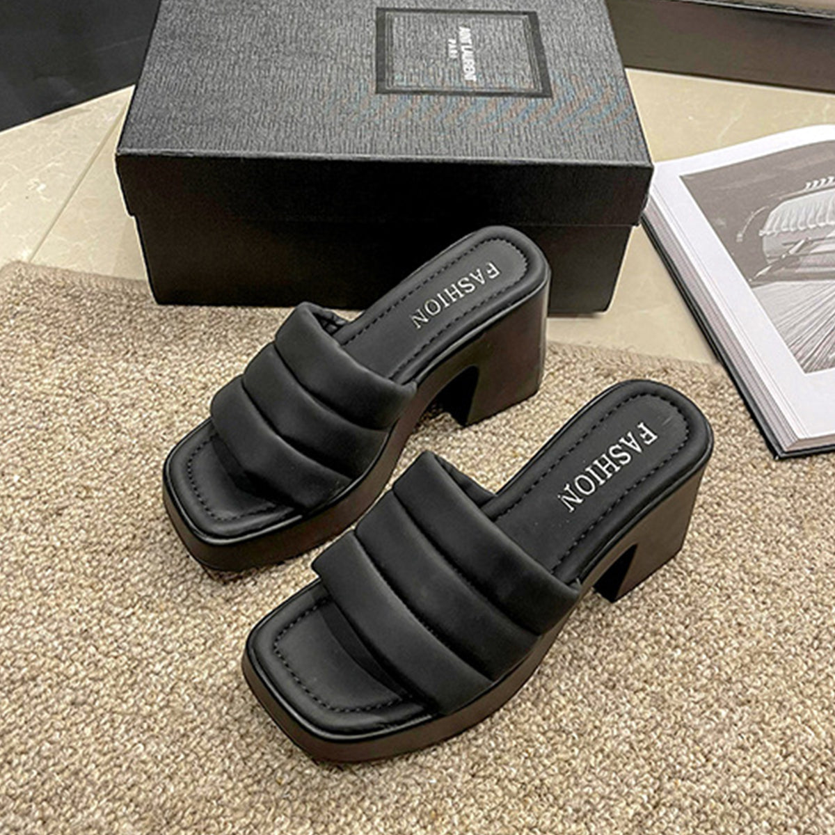 Open Toe Block Heel Sandals - AllIn Computer