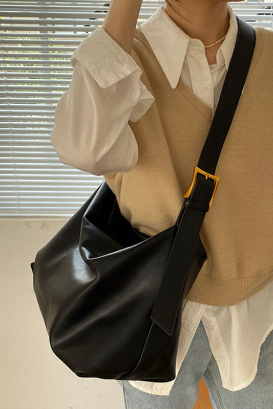 Wide Strap PU Leather Crossbody Bag - AllIn Computer