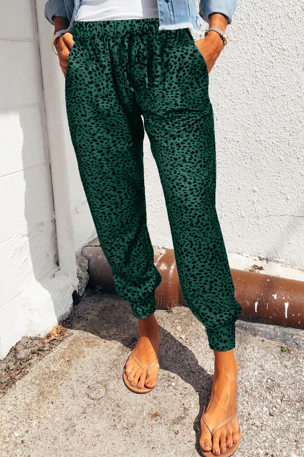 Leopard Pocketed Long Pants - AllIn Computer