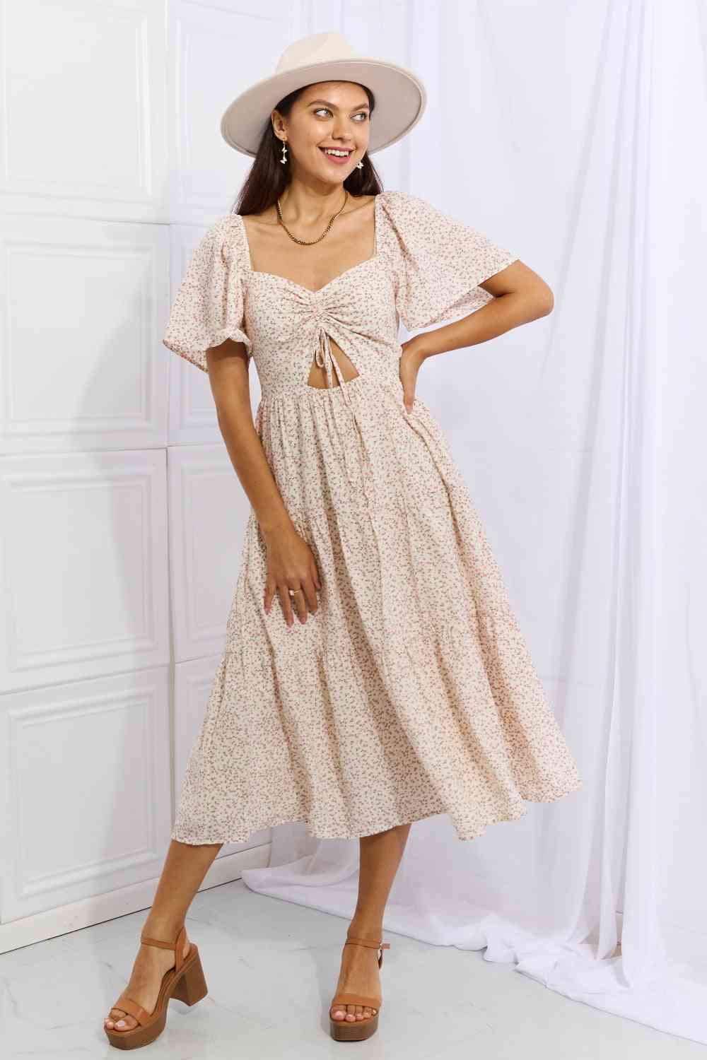 HEYSON Let It Grow Full Size Floral Tiered Ruffle Midi Dress - AllIn Computer