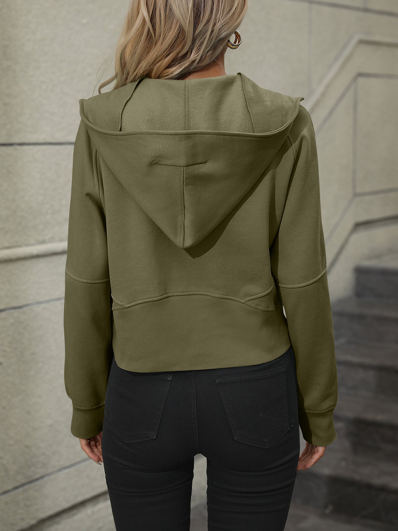 Zip-Up Raglan Sleeve Hoodie with Pocket - AllIn Computer