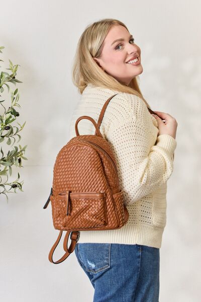 SHOMICO PU Leather Woven Backpack - AllIn Computer