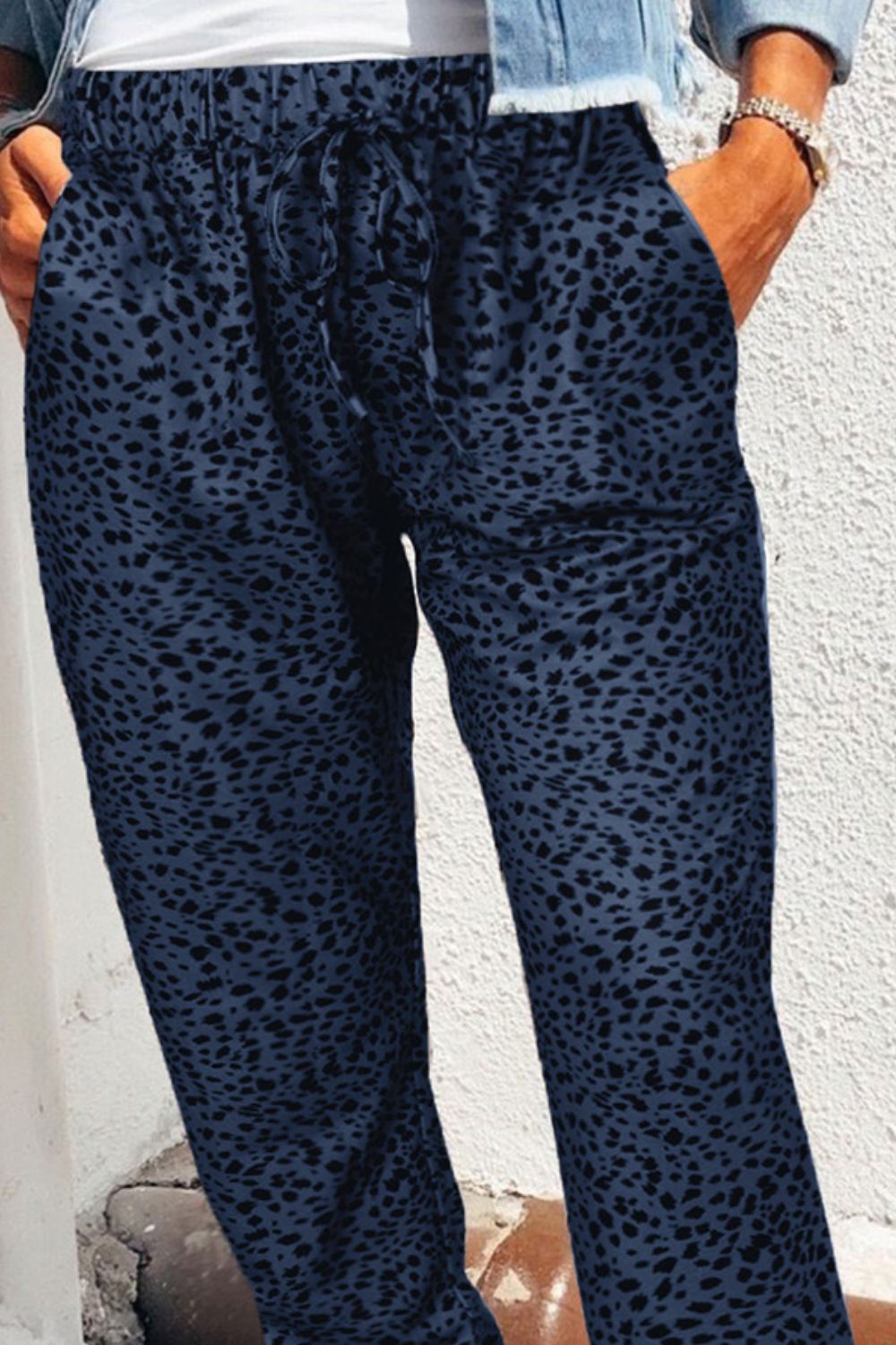 Leopard Pocketed Long Pants - AllIn Computer