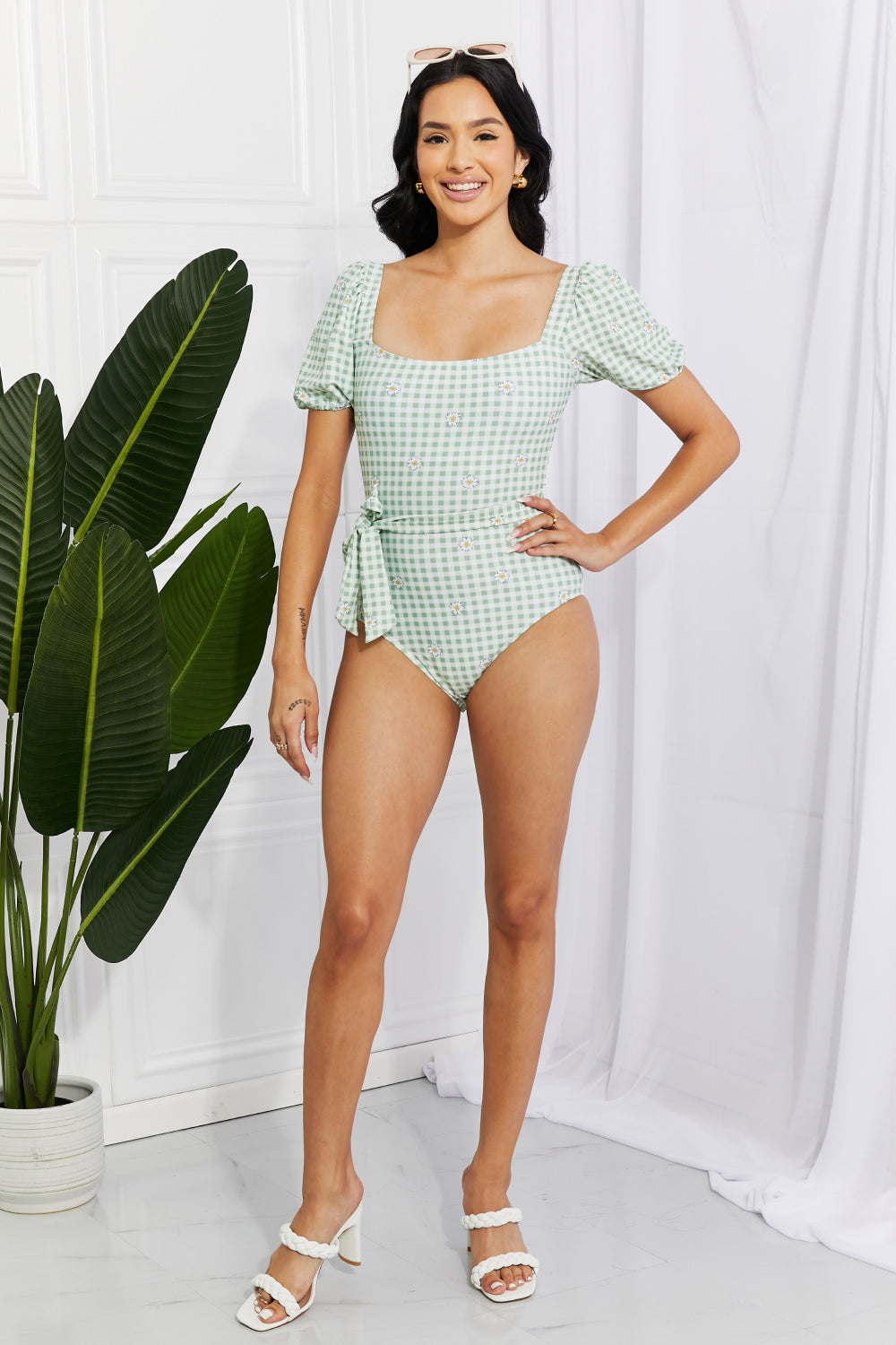 Marina West Swim Salty Air Puff Sleeve One-Piece in Sage - AllIn Computer