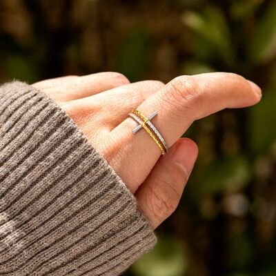 Cross Zircon 925 Sterling Silver Ring - AllIn Computer