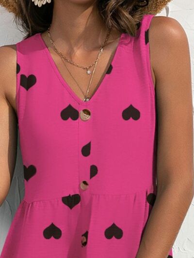 Decorative Button V-Neck Sleeveless Dress - AllIn Computer