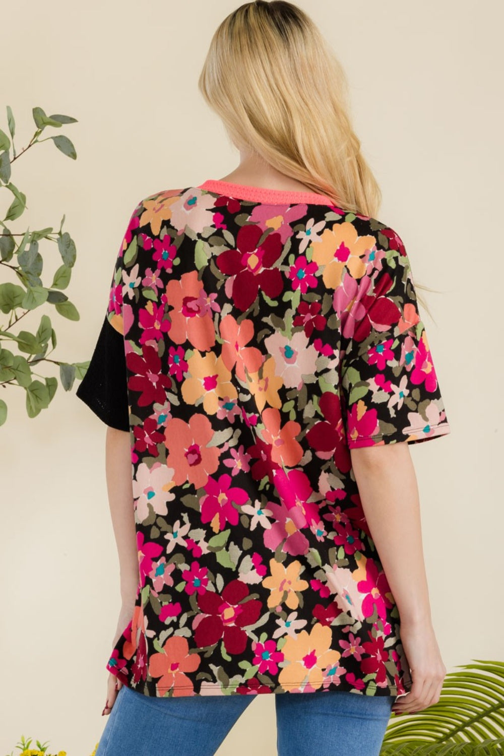 Celeste Full Size Floral Short Sleeve T-Shirt - AllIn Computer