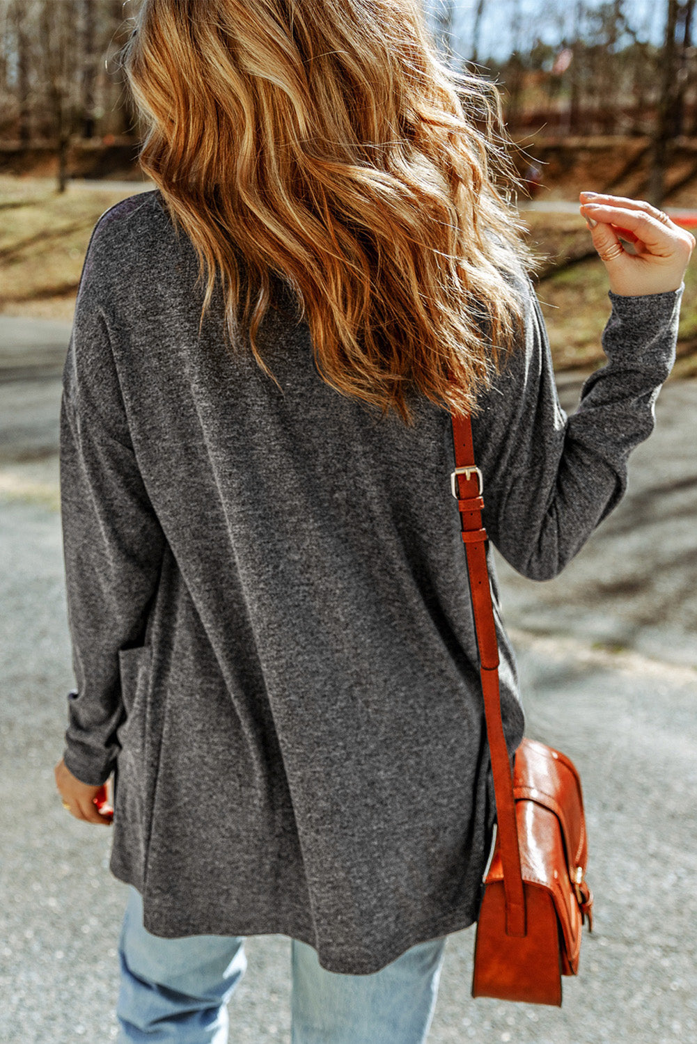 Long Sleeve Dropped Shoulder Cardigan with Pocket - AllIn Computer