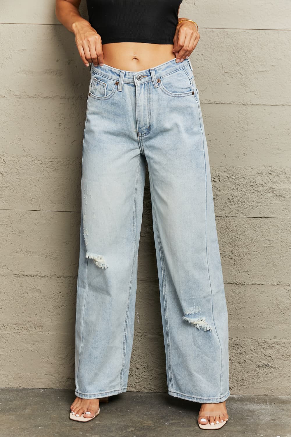 Distressed Wide Leg Jeans - AllIn Computer