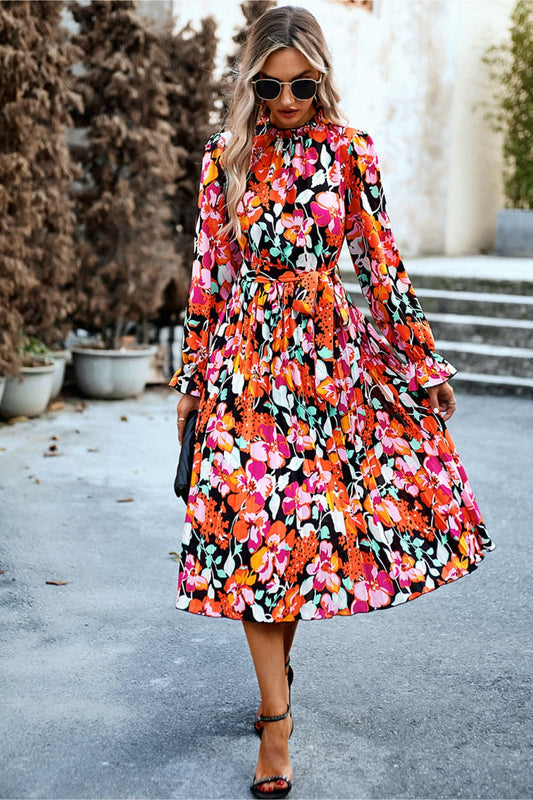 Ruffle Collar Flounce Sleeve Dress - AllIn Computer