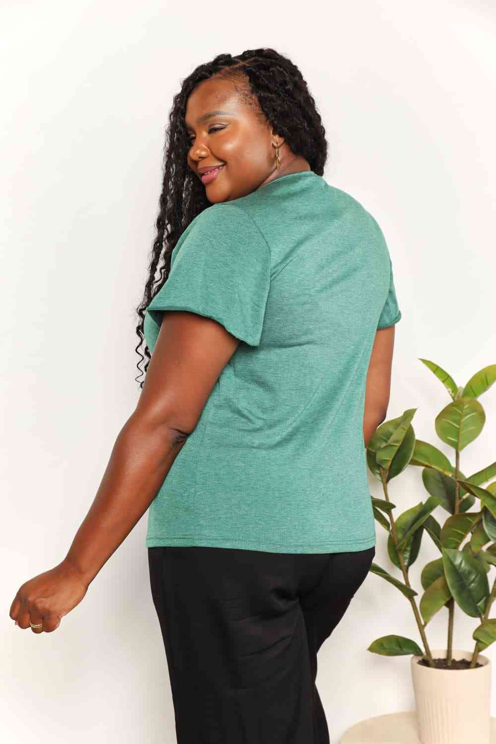 Double Take Ruched V-Neck Short Sleeve T-Shirt - AllIn Computer