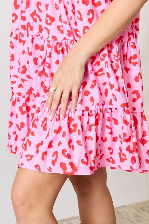 Double Take Short Flounce Sleeve Tiered Dress - AllIn Computer
