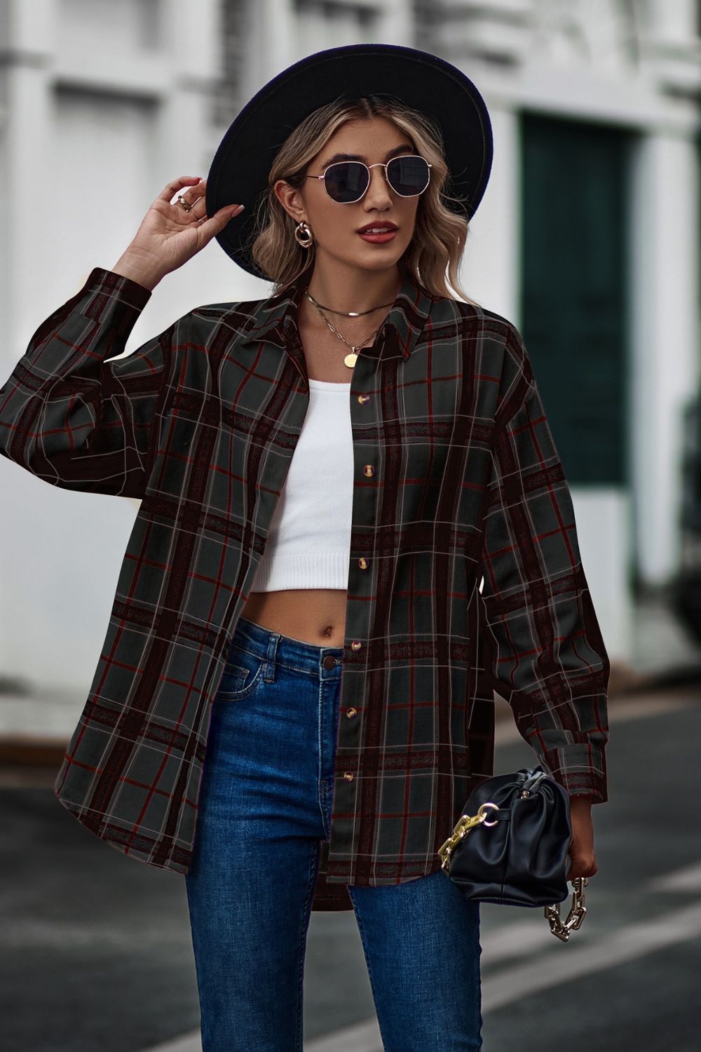 Plaid Long Sleeve Shirt - AllIn Computer