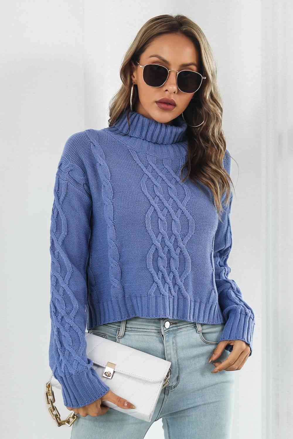 Turtleneck Dropped Shoulder Sweater - AllIn Computer