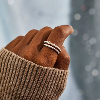Double-Layered Zircon 925 Sterling Silver Ring - AllIn Computer