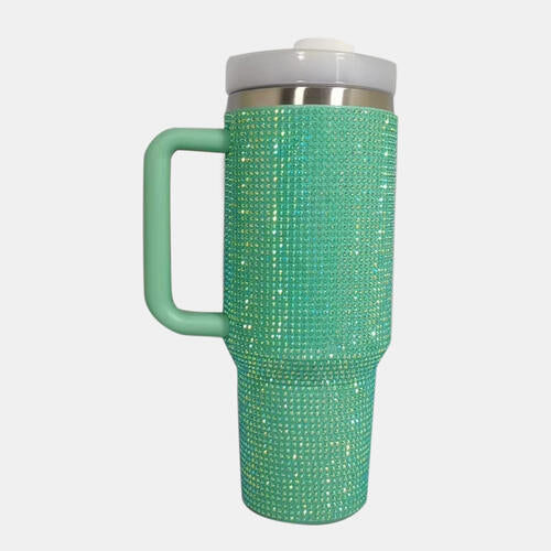 Rhinestone Stainless Steel Tumbler with Straw - AllIn Computer
