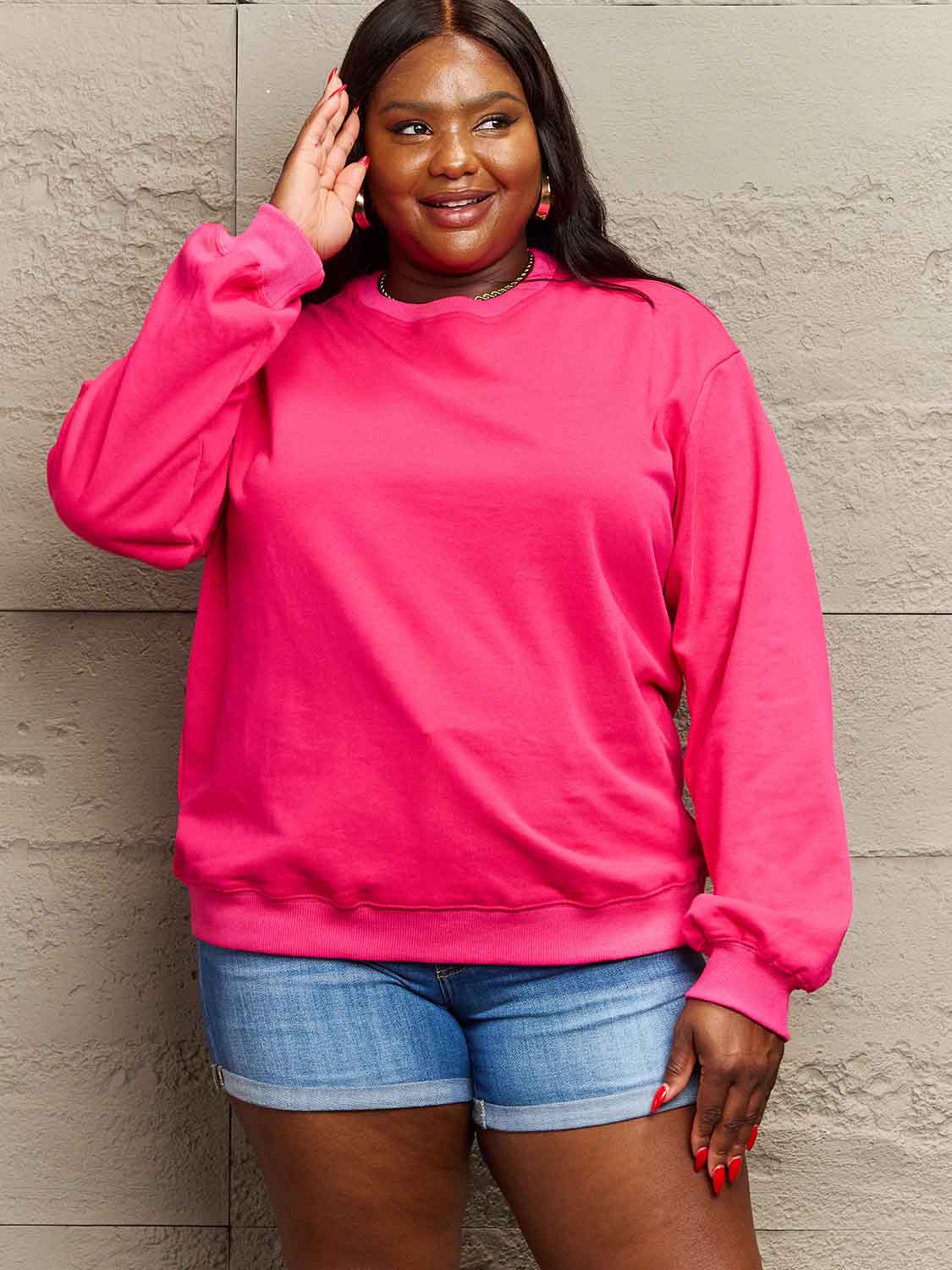 Simply Love Full Size Dropped Shoulder Sweatshirt - AllIn Computer