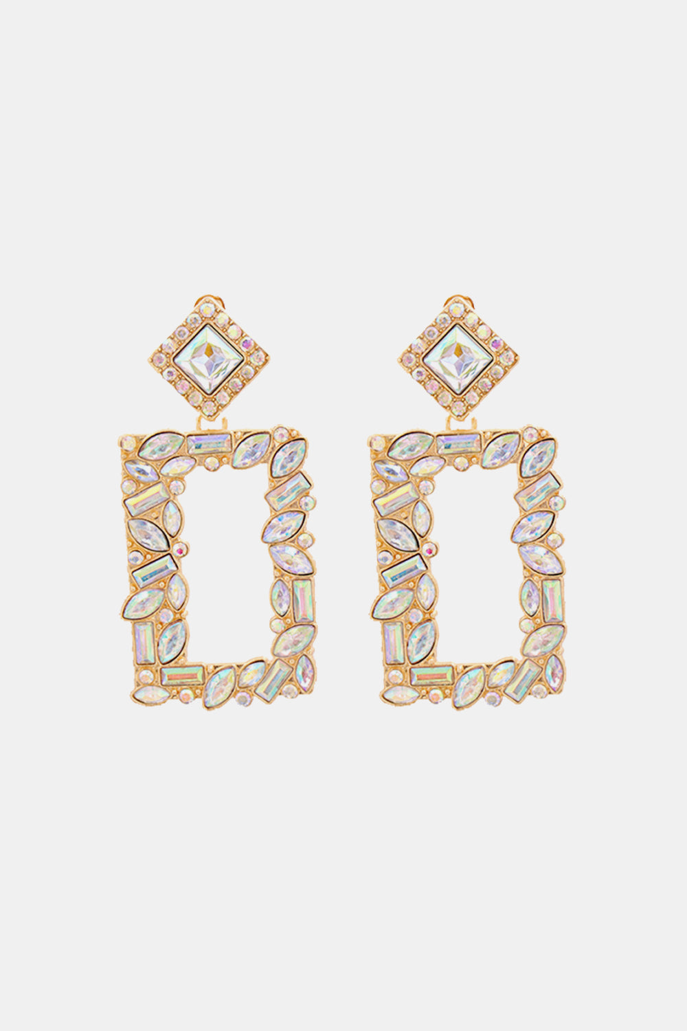 Square Shape Glass Stone Dangle Earrings - AllIn Computer