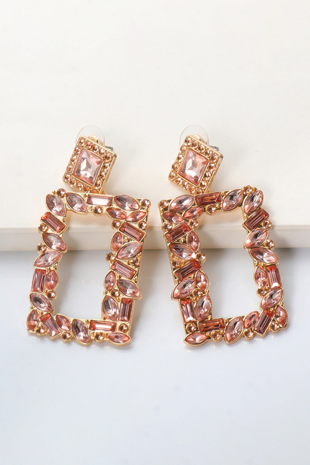 Square Shape Glass Stone Dangle Earrings - AllIn Computer