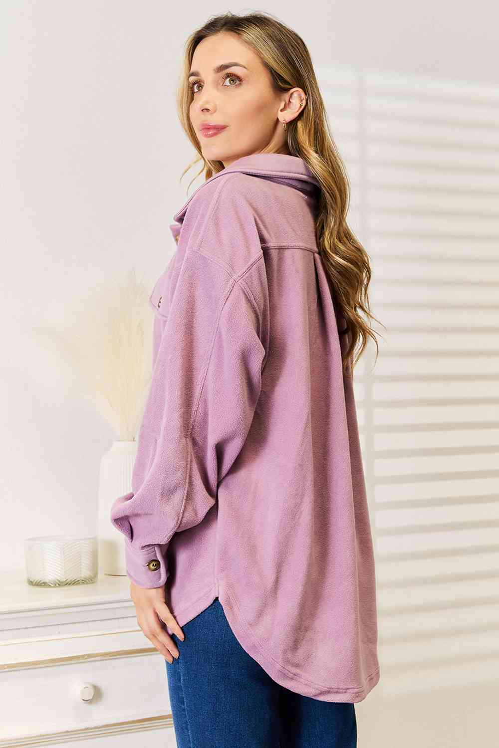 Heimish Cozy Girl Full Size Button Down Shacket - AllIn Computer