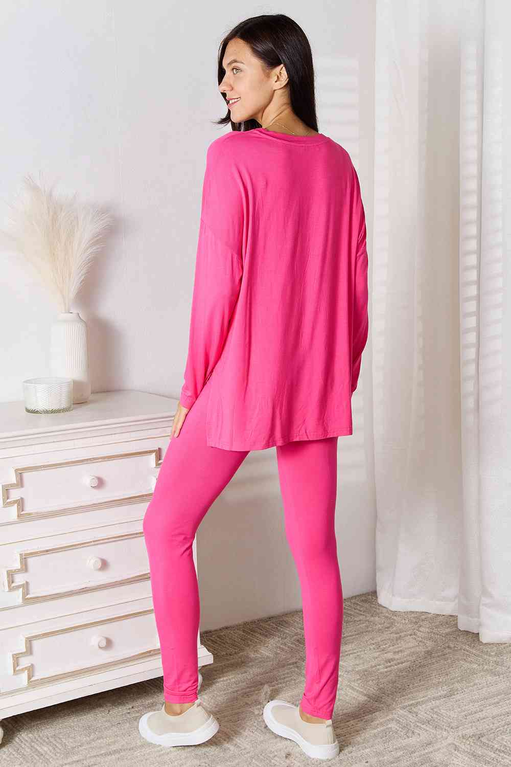 Basic Bae Full Size V-Neck Soft Rayon Long Sleeve Top and Pants Lounge Set - AllIn Computer