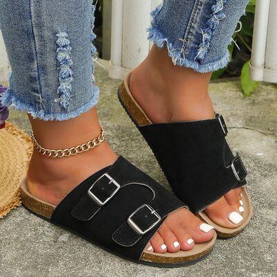 Metal Buckle Open Toe Sandals - AllIn Computer