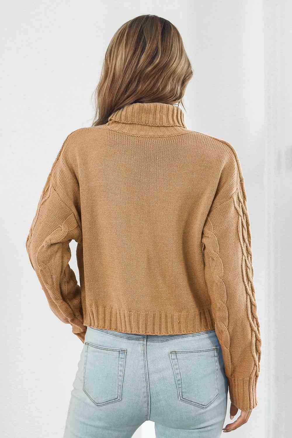 Turtleneck Dropped Shoulder Sweater - AllIn Computer