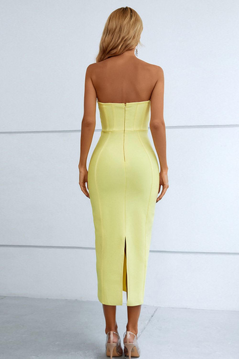Seam Detail Strapless Sweetheart Neck Dress - AllIn Computer