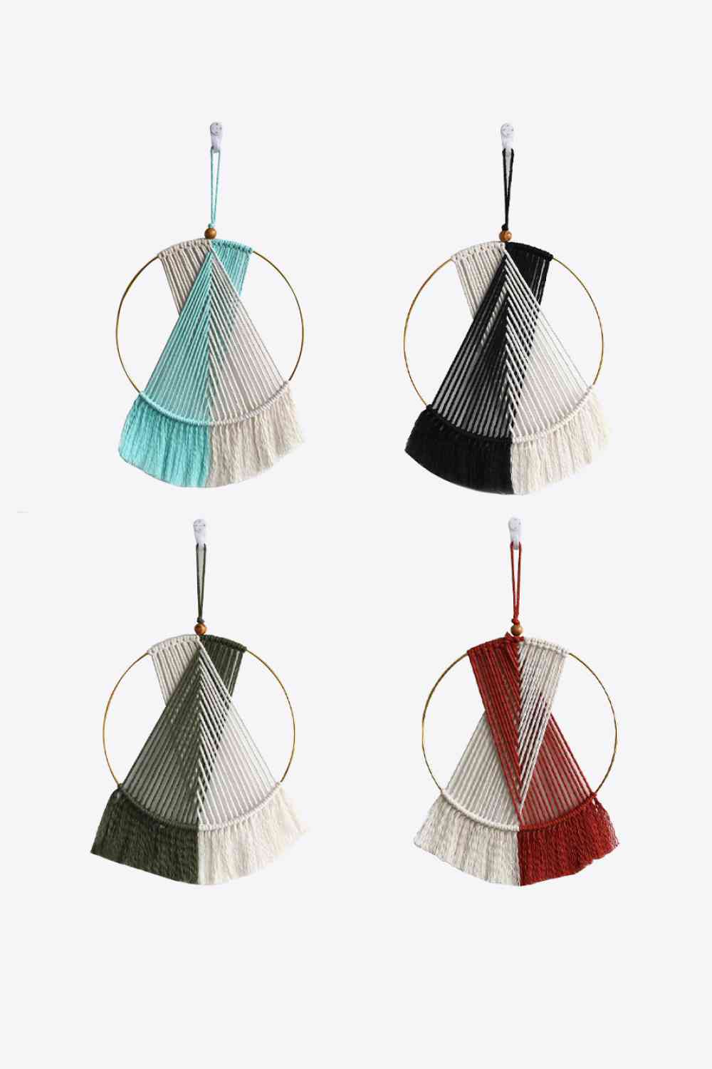 Contrast Fringe Round Macrame Hanging Wall Piece - AllIn Computer