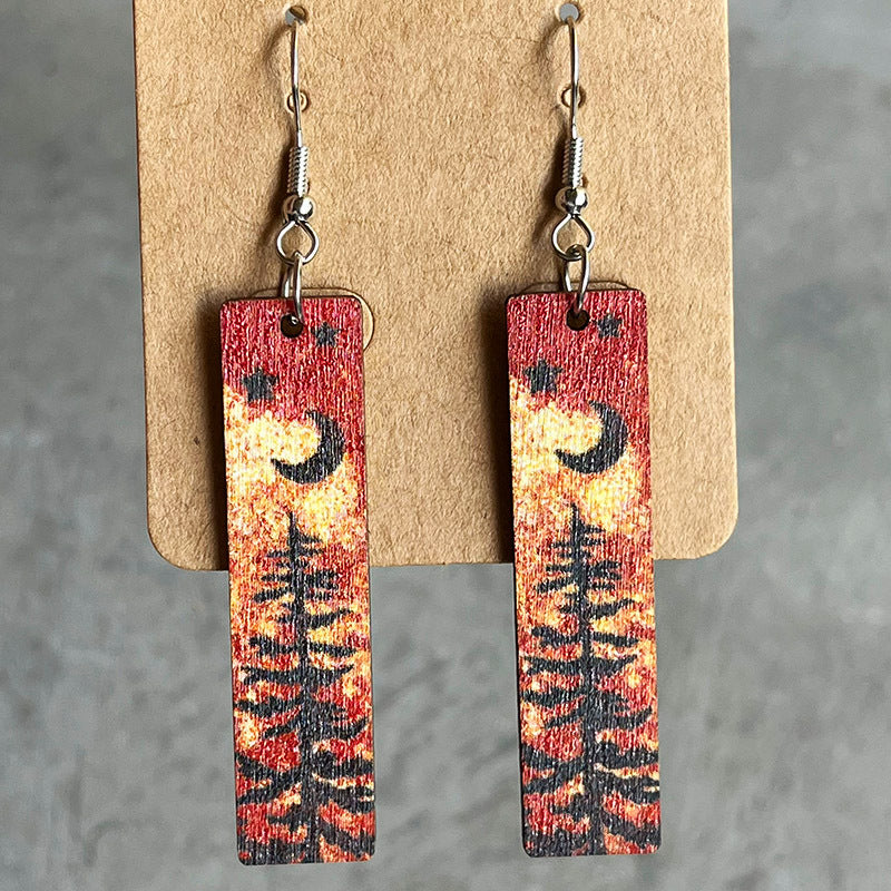 Square Shape Wooden Dangle Earrings - AllIn Computer