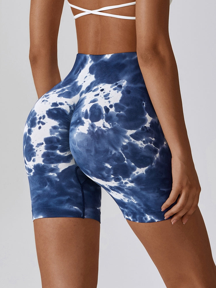 Tie Dye Wide Waistband Slim Fit Sports Shorts - AllIn Computer