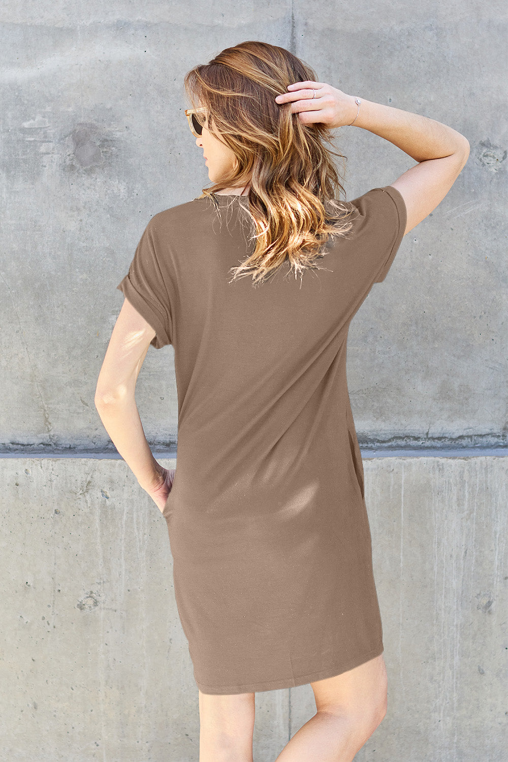 Basic Bae Full Size Round Neck Short Sleeve Dress with Pockets - AllIn Computer