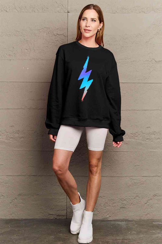 Simply Love Full Size Graphic Round Neck Sweatshirt - AllIn Computer
