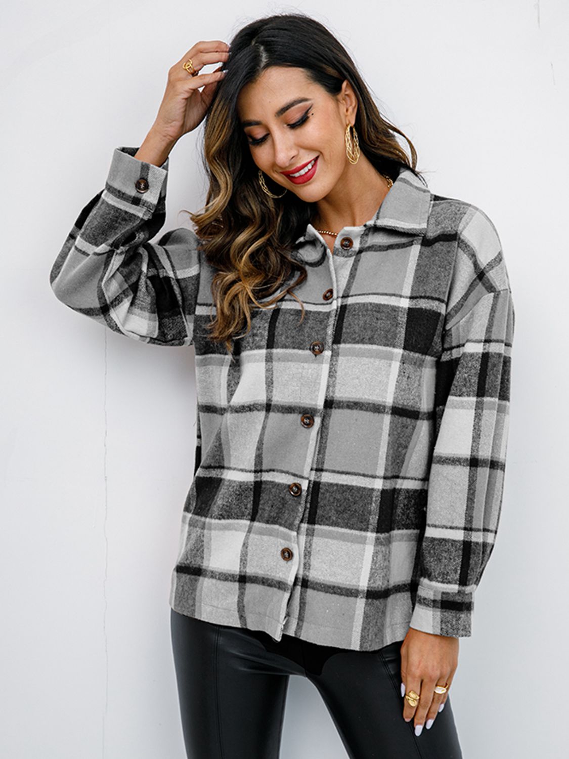 Plaid Button-Down Jacket - AllIn Computer