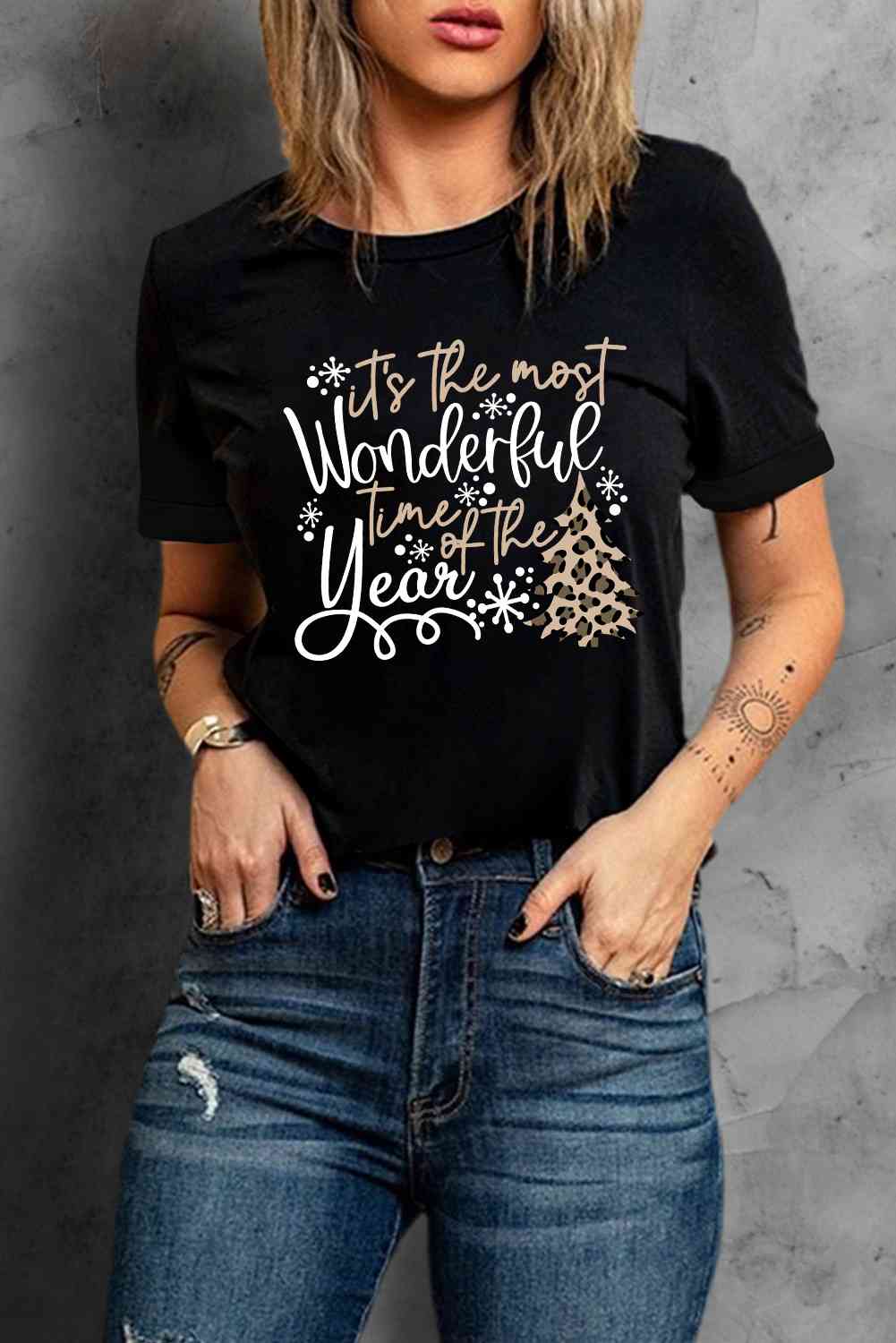 Slogan Graphic Round Neck T-Shirt | CLOTHING,SHOES & ACCESSORIES | christmas, christmas shirts, Ship From Overseas, SYNZ, t-shirts, tshirts | Trendsi