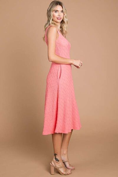 Culture Code Texture Square Neck Tank Dress with Pockets - AllIn Computer