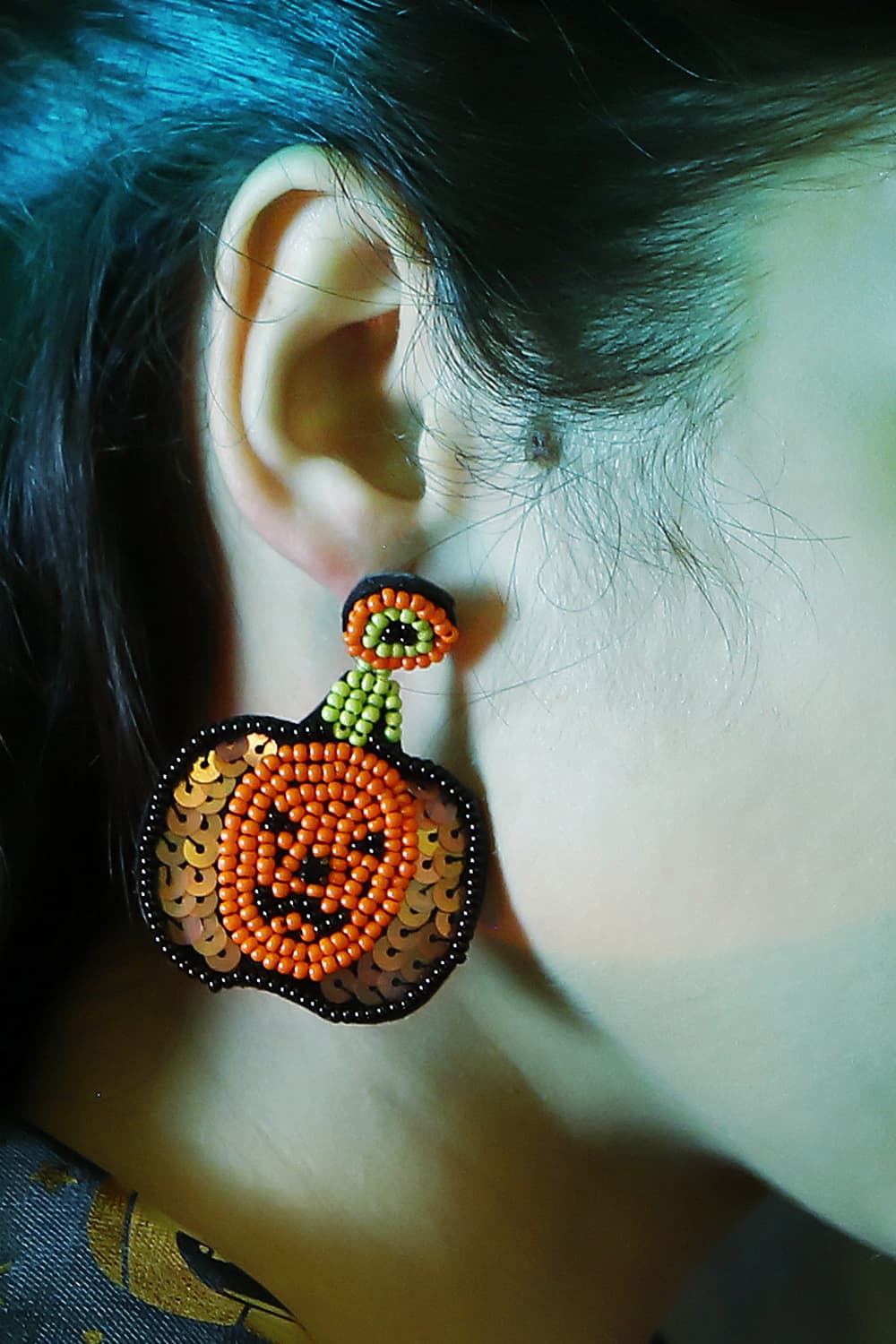 Pumpkin Shape Beaded Dangle Earrings - AllIn Computer