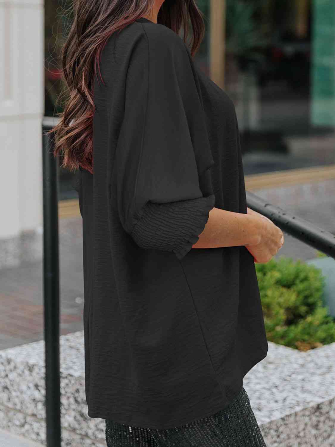 Boat Neck Three-Quarter Sleeve Blouse - AllIn Computer