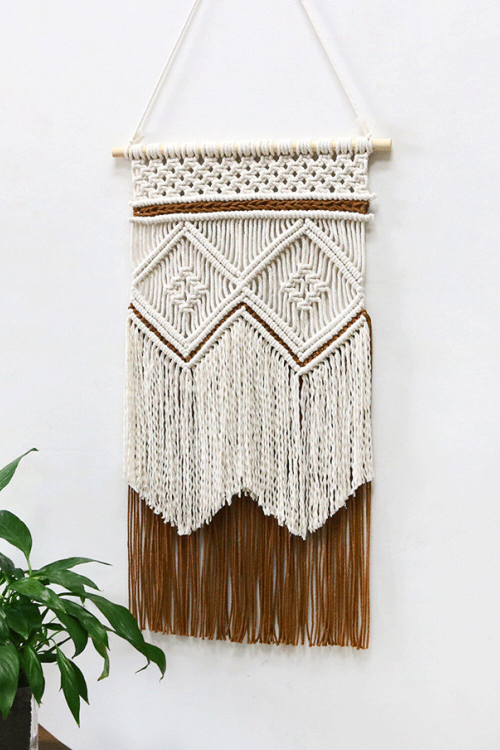 Two-Tone Handmade Macrame Hanging Wall Piece - AllIn Computer