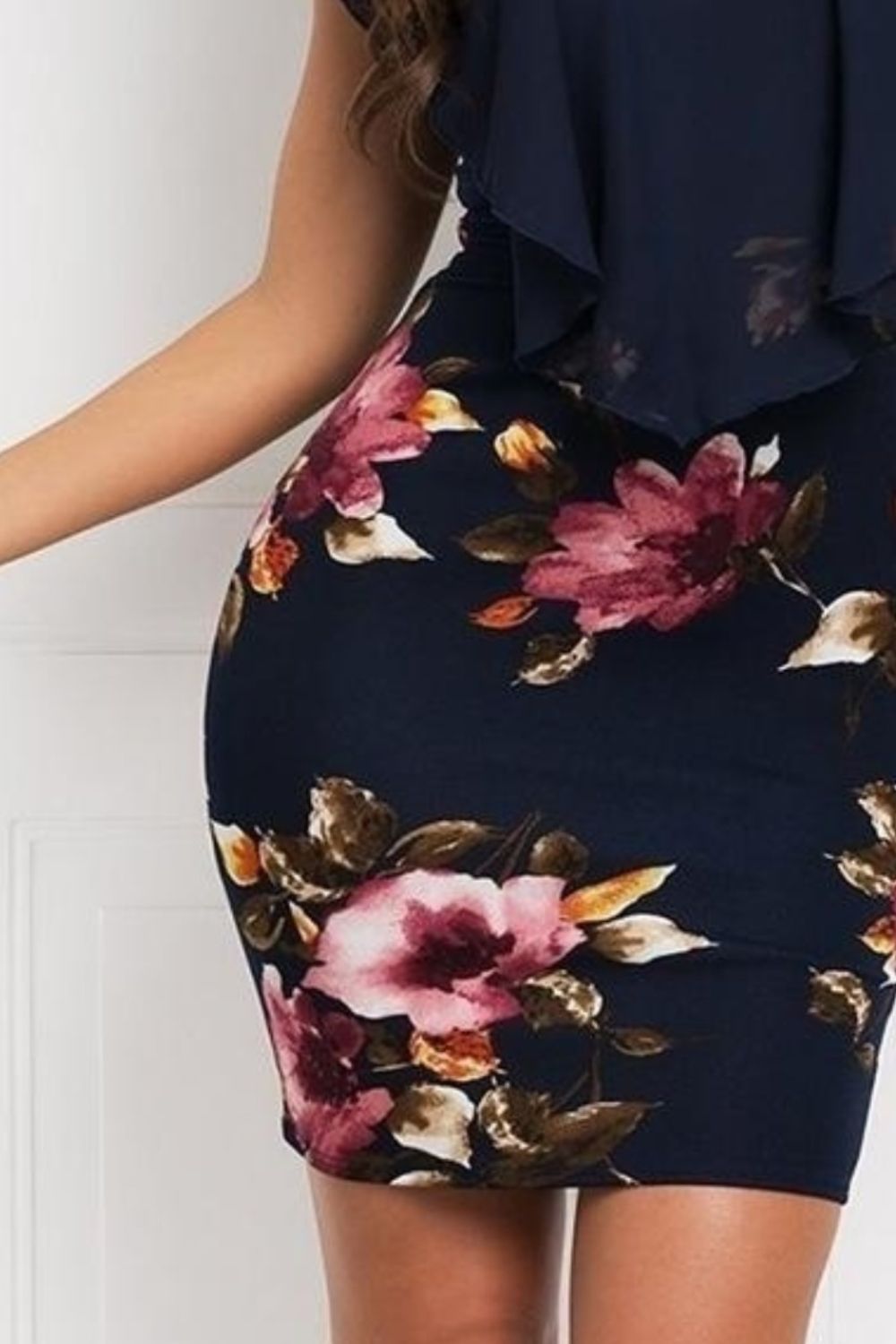 Printed Ruffled Cap Sleeve Mini Dress - AllIn Computer