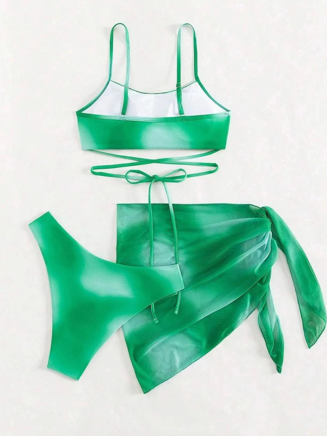 Tied Gradient Spaghetti Strap Three-Piece Swim Set - AllIn Computer